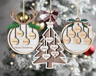 Personalized Family Christmas Ornaments, Ornaments for Christmas 2024, Family Name Ornament Custom Christmas Tree Ornament With Family Names