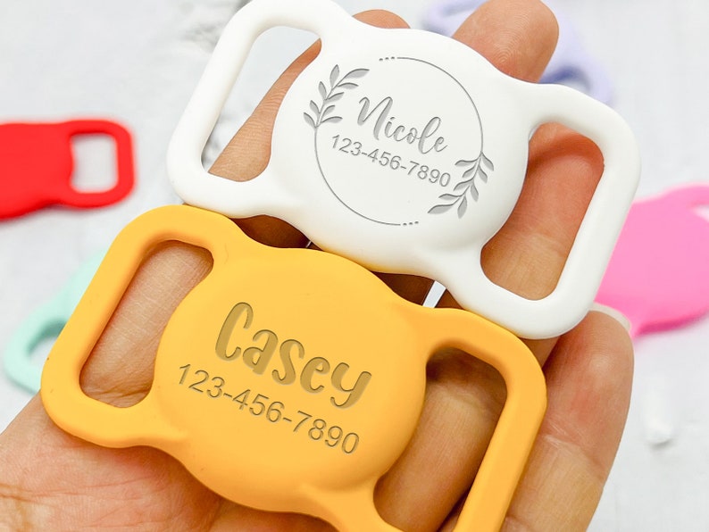 Pet Apple Air Tag Holder for Dog Collar Personalized Engraved Etsy