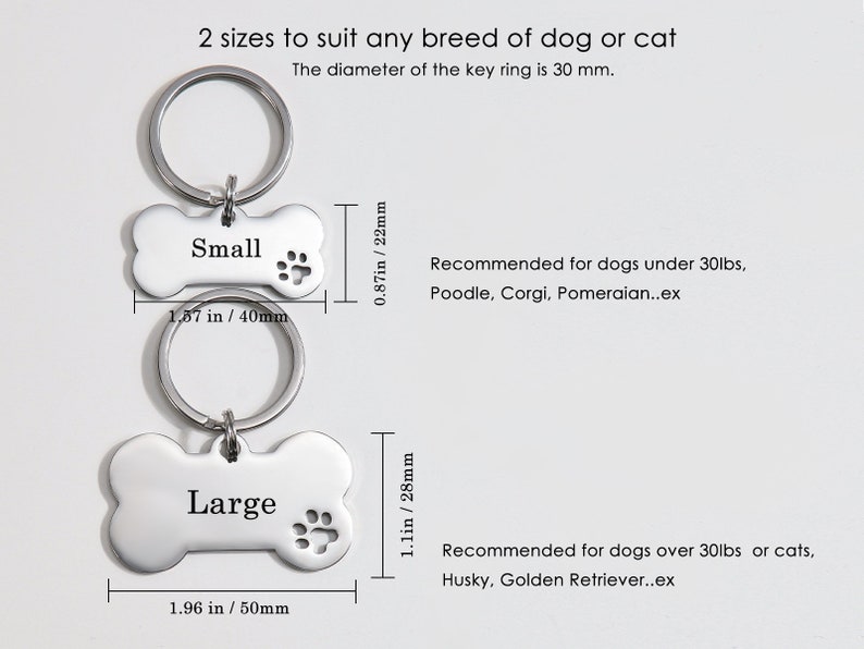 Dog Tag with Address/Phone,Hollow Paw Bone Dog ID Tag,Personalized Dog Tag,Customized Dog Tag,Dog Collar Tag,Dog Name Tag,Unique Pet Tags Bild 8
