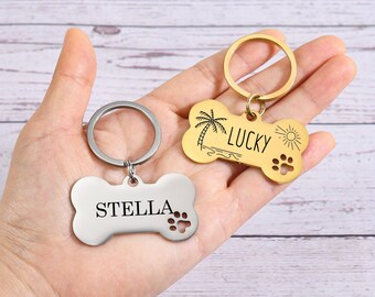 Stainless Dog Tag Personalized for Dogs, Engraved Name ID Tag for Dogs and Cats,Cat Collar Tag,Microchipped Dog ID Tag,Custom Dog Tag