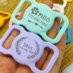 Pet Apple Air Tag Holder para Collar de perro Grabado personalizado AirTag Case Silicone Pet Collar Holder AirTag Dog Collar Cover Dog Tag Collar imagen 6