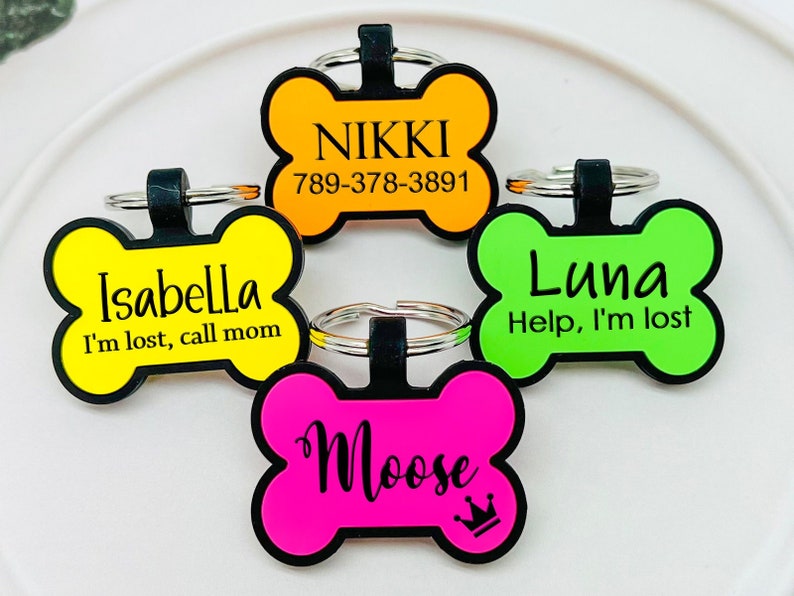 Personalized Silicone Dog Tag Bone Shaped Silent Dog Tag Soundless Dog