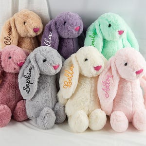 Embroidered Bunny Plush for Girl Boy, Personalized Plush Bunny Rabbit,Monogrammed Bunny,Bunny Soft Plush Toy,Newborn Baby Gift,Gift for Kids