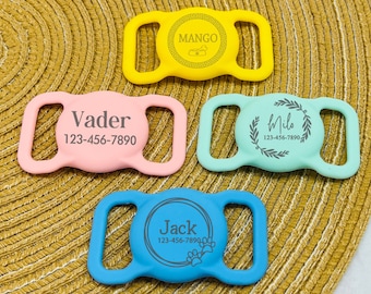 Engraved Silicone Dog Airtag Case,Silent Dog Tag Protective Case,Personalized Pet Air Tag Case,Custom Slide on Pet/Dog/Cat Tag Collar Holder