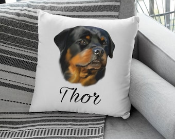 Coussin Rottweiler personnalisable avec nom