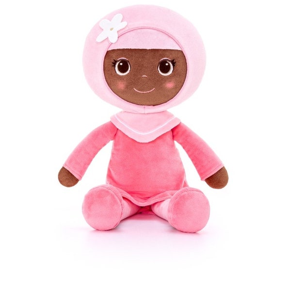 Amirah-Puppe: Personalisierte Plüschpuppen, Baby-Dusche-Geschenk, afroamerikanische Stoffpuppe, schwarze Puppe, Muslim, Hijab, Islam, Eid, asiatische Puppe,