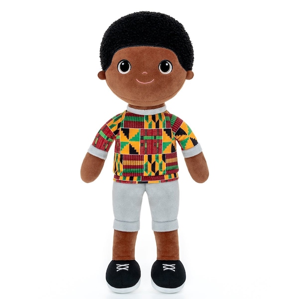 Kojo (Kete): Personalisierte Jungen-Plüsch-Puppe, Baby-Dusche-Geschenk, Baby-Name, Afroamerikaner, Stoffpuppe, schwarzer Junge, Melanin.Schwarze Geschichte