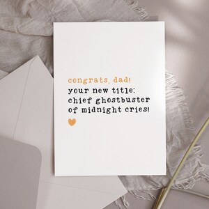 Nuovo papà, nuovo titolo: Capo Ghostbuster of Midnight Cries / Papà per la prima volta / Biglietto d'auguri digitale per Halloween / Regalo divertente e spettrale per lui
