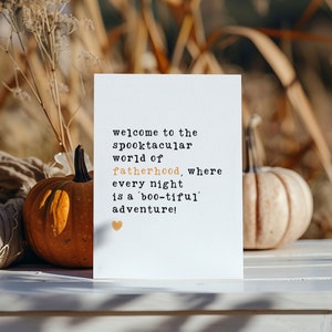 Biglietto d'auguri digitale per Halloween per papà per la prima volta / Biglietto stampabile / Regalo divertente spettrale per lui / Dai il benvenuto a un nuovo papà nel mondo della paternità