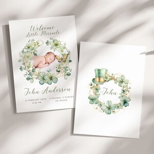 Faire-part de naissance de guirlande de clous de girofle | carte de remerciements pour nouveau bébé | Faire-part nouveau-né | Nouvelle carte bébé 2025 avec photo | Décoration murale pour chambre d'enfant