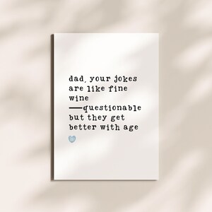 Papa, deine Witze sind wie Wein | Alles Gute zum Vatertag | Dankeskarte | Poster von Sohn Tochter | Druckbares Geschenk für Ihn
