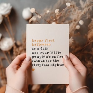 Felice primo Halloween da papà / Biglietto d'auguri digitale per Halloween per papà per la prima volta / Biglietto stampabile / Regalo divertente spettrale per lui