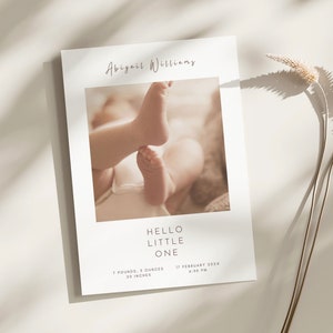 Anuncio de recién nacido natural personalizado / Tarjeta de agradecimiento para bebé / Anuncio de nacimiento / Tarjeta de nuevo bebé 2024 con foto / Tarjeta de nuevos padres