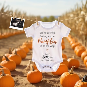 A Little Pumpkin Digital Baby Announcement | Halloween Pregnancy | Minimalist Gender Neutral | Cute Spooky Reveal | Social Media