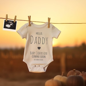 Hallo Papa Digitale Schwangerschaftsmitteilung | Sonnenuntergang Minimalist Gender Neutral | Ich werde ein Dad Baby Reveal sein | Bearbeitbare Vorlage