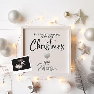 Christmas Digital Pregnancy Announcement | Special Gift for Christmas | Gender Neutral | Simple Baby Announcement | Editable Template