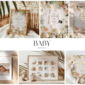 Lot nouveau-né | Faire-part de grossesse/naissance | Faire-part fête de naissance/anniversaire | La première année de bébé en images | Non sexiste | Personnalisable