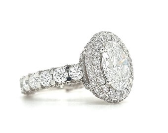 2.21 Carat Oval Lab Created Diamond Engagement Ring With Extravogant Diamond Band 18K White Gold