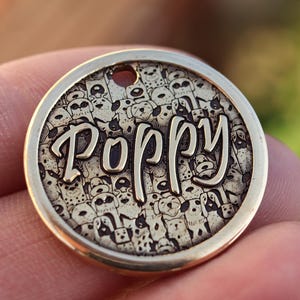 Custom Deep Engraved Brass Pet Tag, Personalized Dog Tag, ID tag, Brass Dog Tag, Doggies Dog Collar Tag