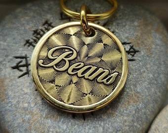 Shiny Lotus Custom Deep Engraved Brass Pet Tag, Mirror Finish, Personalized Dog Tag, ID tag, Brass Dog Tag, Dog Collar Tag