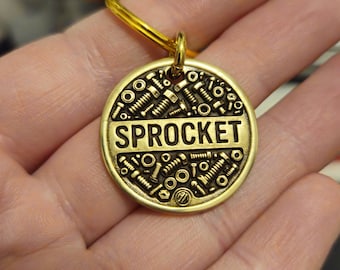 Choose ANY Background* Custom Deep Engraved Brass Pet Tag, Personalized Dog Tag, ID tag, Brass Dog Tag, Floral Dog Collar Tag