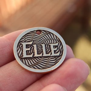 Custom Deep Engraved Brass Pet Tag, Personalized Dog Tag, ID tag, Brass Dog Tag, Optical Illusion Dog Collar Tag