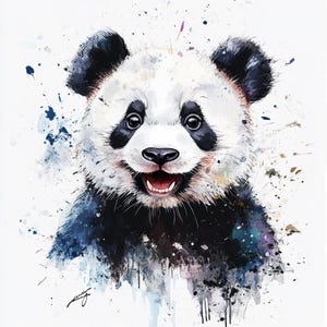 15 Panda Clipart, Panda de acuarela, PNG y JPG, uso comercial, descarga digital, Clipart de acuarela, Clip Art.