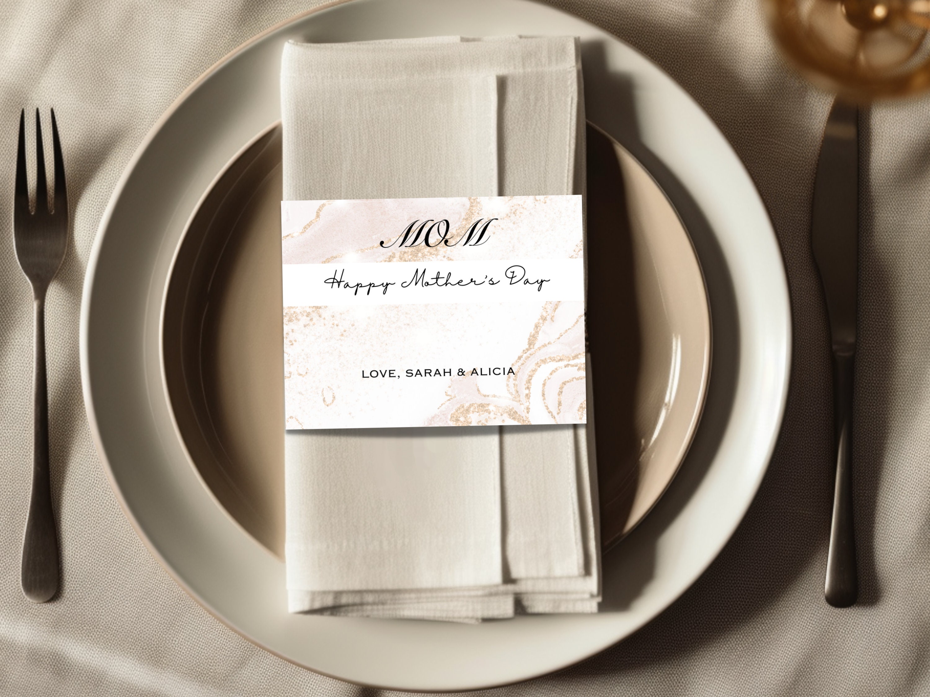 Napkin Ring Printable Place Card Template Mother's Day - Etsy