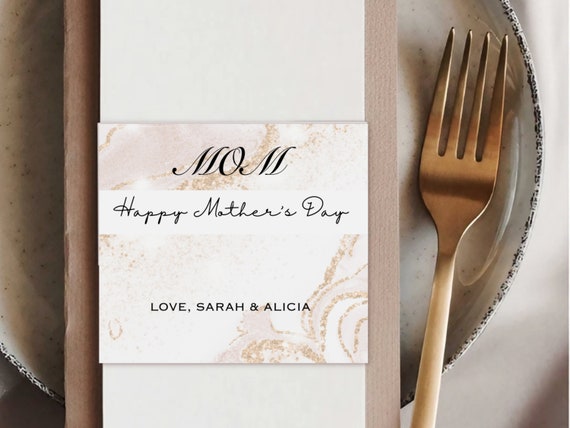 Napkin Ring Printable Place Card Template Mother's Day - Etsy