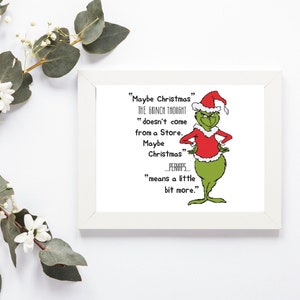 Joli motif de Noël. Modèle pdf de citation Grinch. Motif de point de croix pour les fêtes. PDF point de croix. Point de croix compté facile.