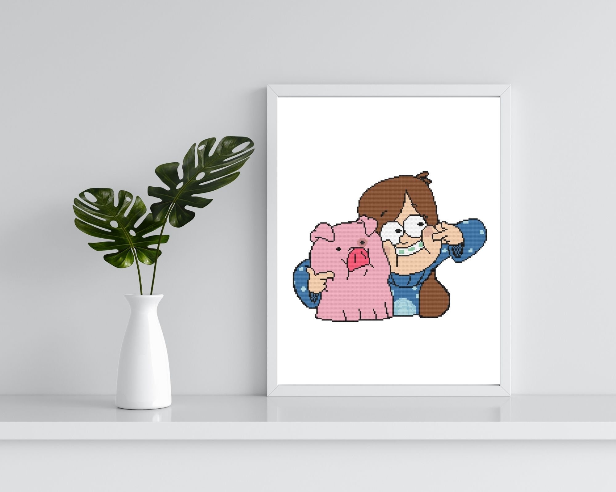 Cute Mabel & Waddles Pattern. Gravity Falls Pdf Pattern. Modern Cross ...