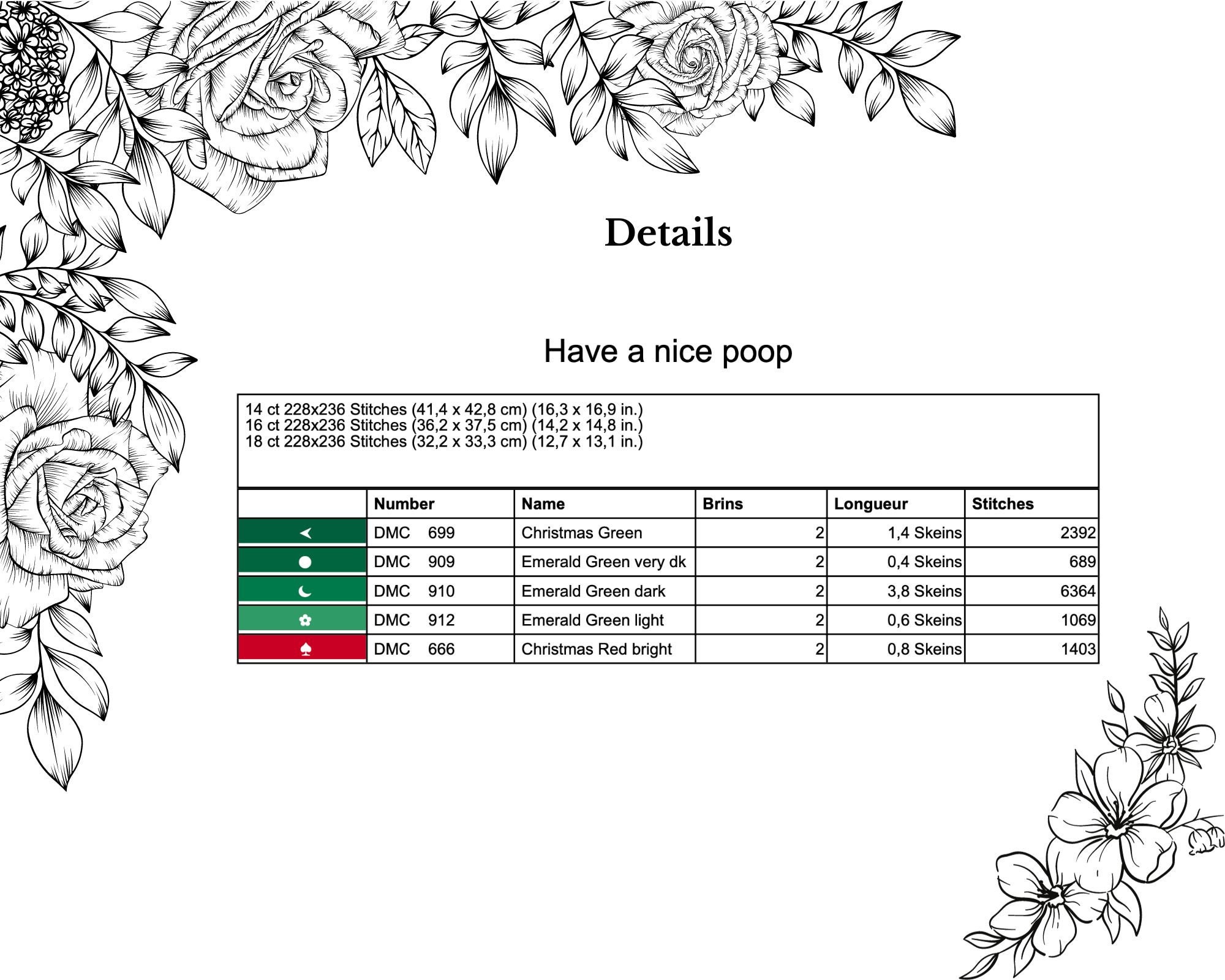 Snarky Poop Pattern. Cute Poo Pdf Pattern. Floral Cross Stitch - Etsy