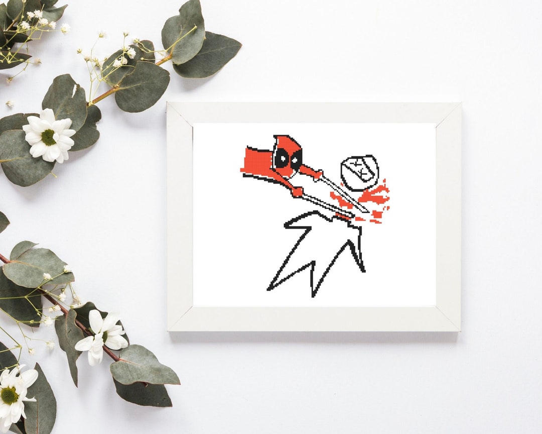 Funny Deadpool Drawing Pattern. Modern Cross Stitch Pattern. Cross ...