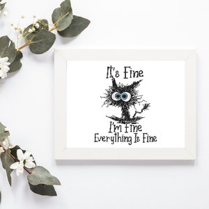 Snarky Cat I&#39;m fine pattern. Piece of me pdf pattern. Modern cross stitch pattern. Cross stitch PDF. Easy counted cross stitch.