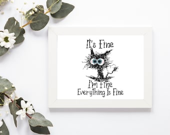 Snarky Cat I'm fine pattern. Piece of me pdf pattern. Modern cross stitch pattern. Cross stitch PDF. Easy counted cross stitch.