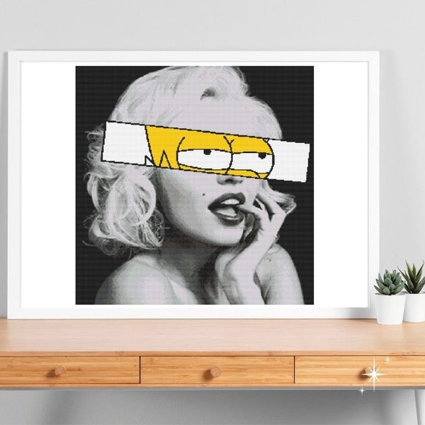 Pop Art Marilyn Monroe modèle point de croix. Diagramme point de croix moderne. Pop Art broderie PDF pour débutants