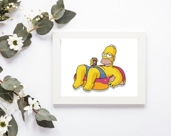 Die Simpsons Homer chillen auf Donutmuster. Tv Sendungen pdf Schnittmuster. Einfacher gezählter Kreuzstich.