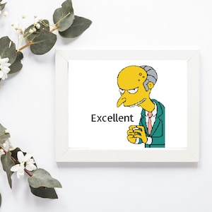 Simpsons Mr Burns - Excellent pattern. Tv show pdf pattern. Cute cross stitch pattern. Cross stitch PDF. Easy counted cross stitch.