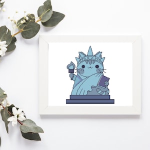 Statue de la liberté chat au point de croix (téléchargement PDF)