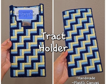 JW Tract Holder Bag/ Blue/ Handmade Plastic Canvas Pattern