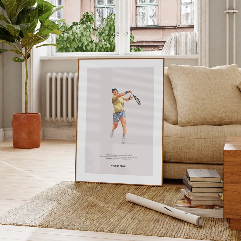 Holger Rune Poster Tennis Print Minimalist Mid-century - Etsy
