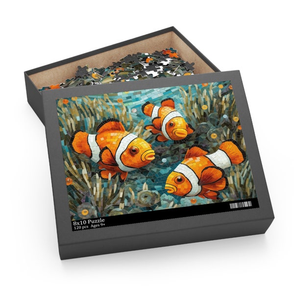 Superbe puzzle coloré poisson-clown en mosaïque (120 252 pièces, 500 pièces) Cadeau pour amoureux des animaux pour un ami Puzzle aquatique Puzzle animal