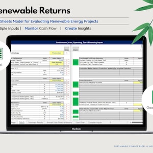 Ultimate Renewable Returns Excel and Sheet Model - Sustainable Finance Tool, Evaluate Renewable Energy Projects, Grant Proposal Included