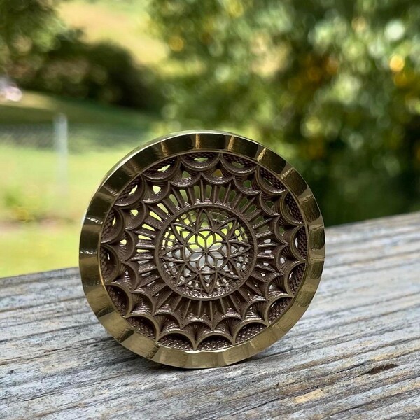 Layered mandala 3D coin, Gifts, Brass, , Anniversary gift, Graduation gift, Birthday gift, Christmas, Fidget Haptic EDC laser engraved