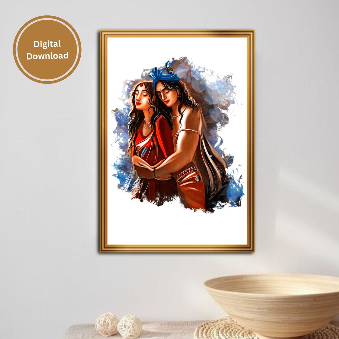 Radha Krishna Art Wall Decor Instant Download Yoga Art Etsy