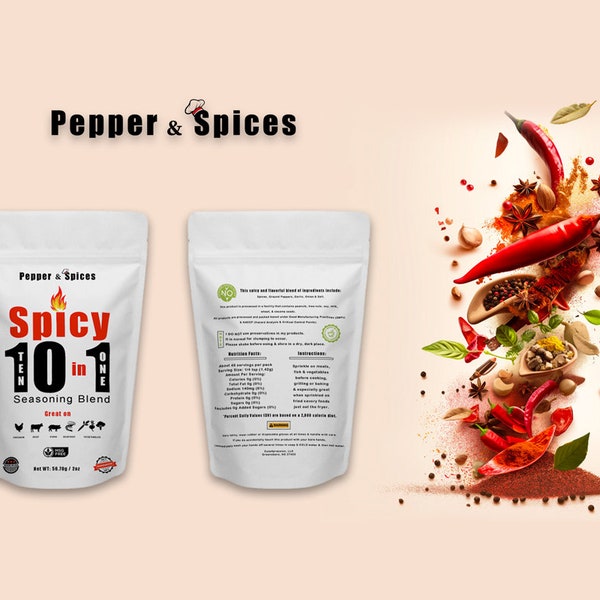 Finally A Spicy & Delicious Seasoning Blend That's Actually Spicy Hot 10 in 1 Great On Rotisserie Chicken Burgers Wings Grilled/BBQ