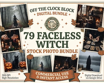 79 Faceless Witch Stock Photos, Moody Autumn Halloween Bundle (Digital Download)