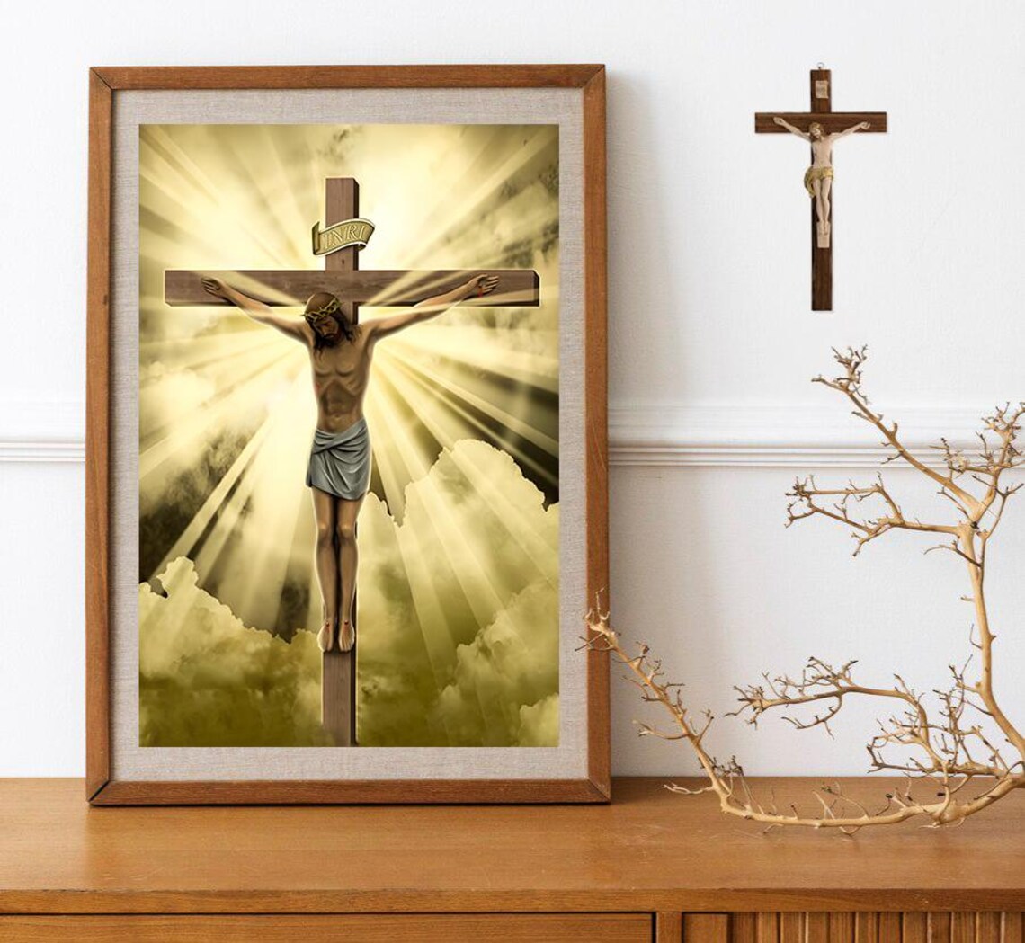 Crucifixion Jesus Christ on the Cross God Religious Poster Print Art ...