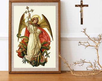 Saint Michael Archangel V1 Poster Print Art Home Wall Decor Catholic ...
