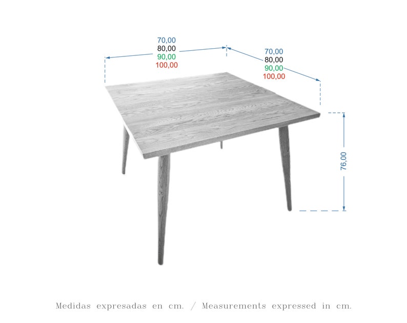 Table carrée en chêne massif, Réf.1380 image 7